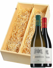 Wijnkist met Pontificis Pays d'Oc Chardonnay-Viognier en Grenache-Syrah-Mourvèdre